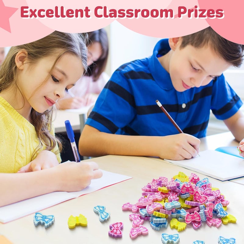 Kleeblatt Mini Butterfly Erasers for Kids Bulk, 100 PCS Cute Fun Desk Pets for Kids Classroom, Treasure Box Prizes,Party Favors for Kids Goodie Bags, Back to School Gifts for Students - Image 2